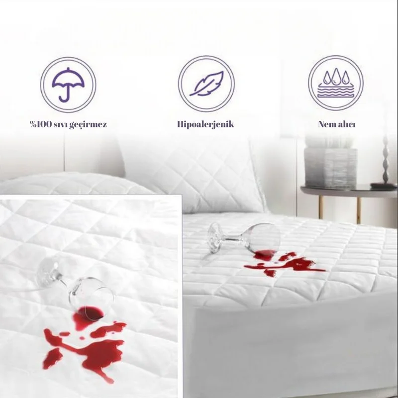Formeya Pamukkale Quilted Fitted Water Liquid Proof 100% Cotton Mattress Protector Mattress Protector