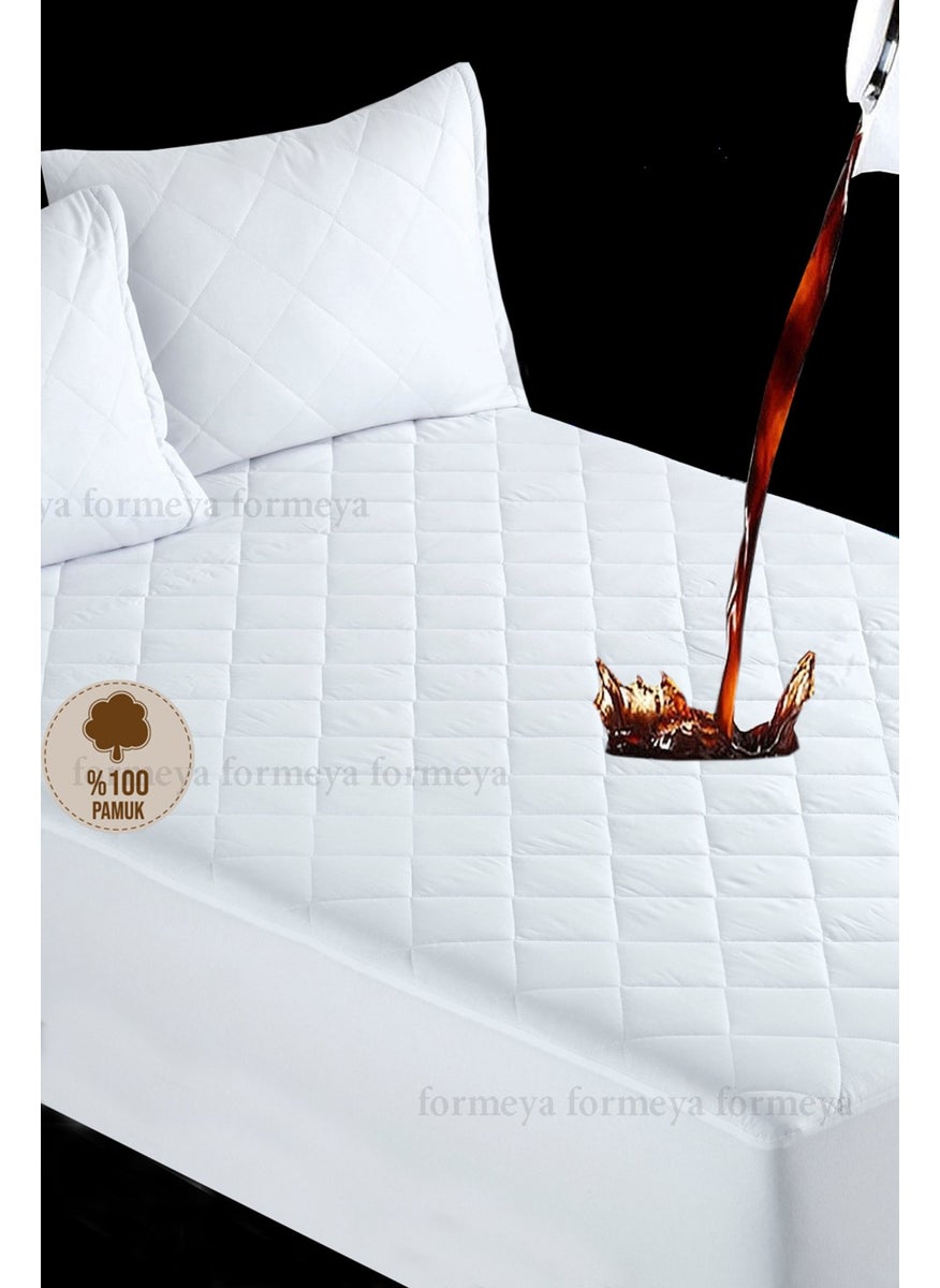 Formeya Pamukkale Quilted Fitted Water Liquid Proof 100% Cotton Mattress Protector Mattress Protector  - Image 1