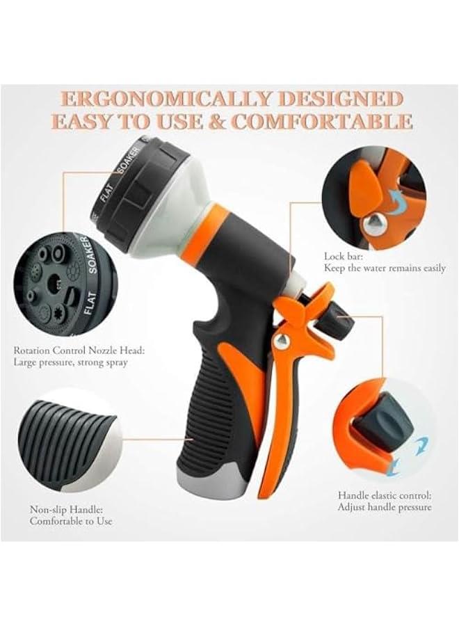 هوكور HOOKOR Garden Hose Nozzle, Garden Water Hose Nozzle Sprayer with 3 Connectors, Eight function high-pressure water gun for household watering and showerhead, car washing water gun, eight function gar - Image 3