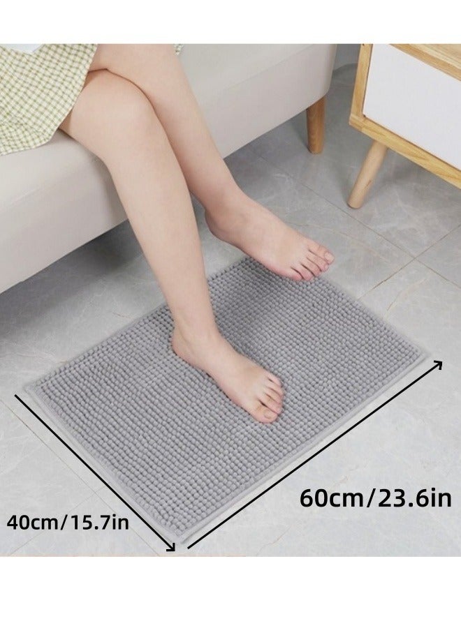 Chenille Bathroom Rug Mat Soft and Absorbent Microfiber Bath Rugs,Non-Slip Quick Drying Short Plush Floor Bath Tub Mat for Bathroom Kitchen,Toilet Rug for Tub,Machine Washable,40x60cm  - Image 2