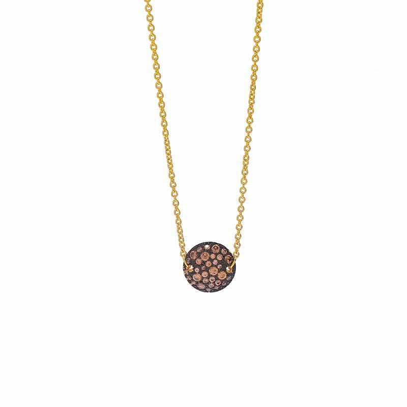 Yi Glamorous Champagne Gold Colorful Gemstone Necklace with Electroplated Mushroom Design - Image 1