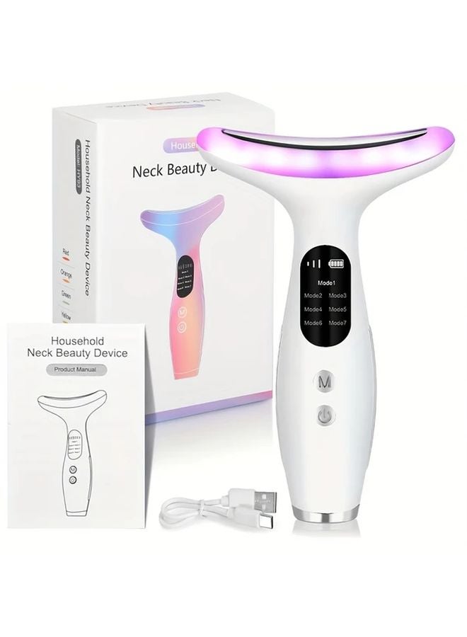 2025 مساج الوجه والرقبة الوردي 7 أوضاع شحن عبر USB اهتزاز للاستخدام المنزلي هدية عيد الميلاد - Image 3