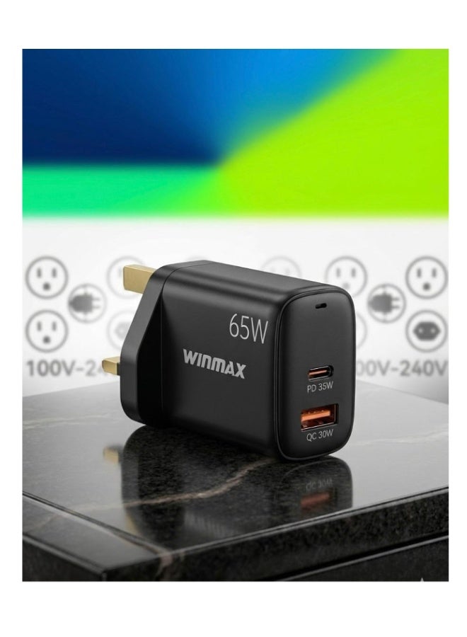 WINMAX WNHC-605 65W PD + QC Fast Charger USB-C & USB-A - Image 1