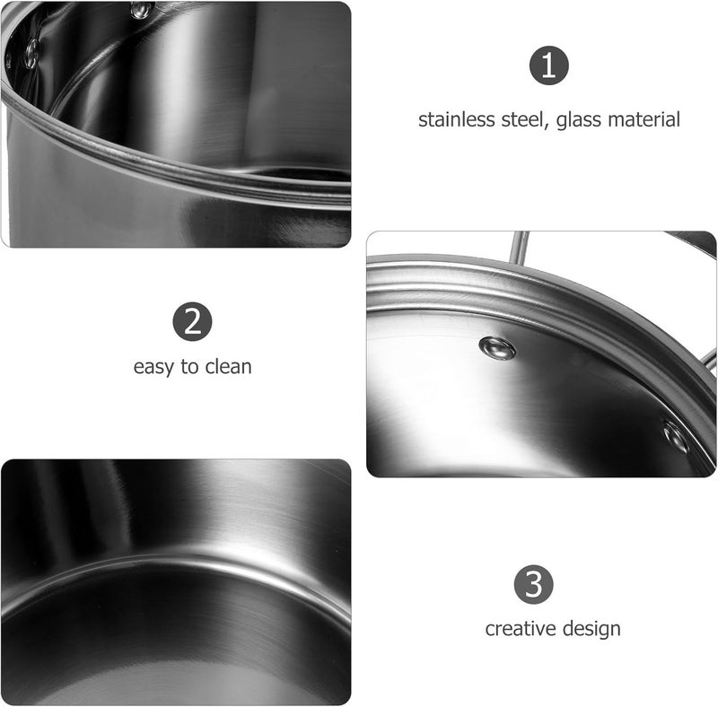 VICASKY 22cm Stainless Steel Saucepan with Lid, Milk Pot and Cooking Pot for Boiling, Food-grade Non-stick Stockpot Suitable for Home Kitchen - Image 3