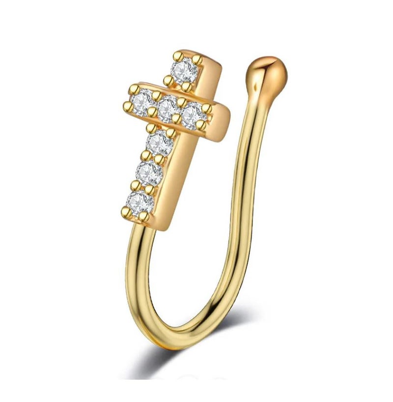 RUVEE Nose & Ear Clip Gold Plated Pin Non Pierced Just Press for Women & Girls - Image 1