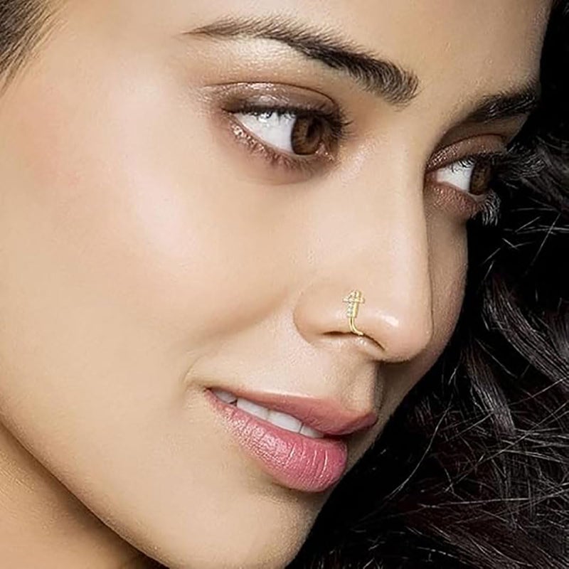 RUVEE Nose & Ear Clip Gold Plated Pin Non Pierced Just Press for Women & Girls - Image 3