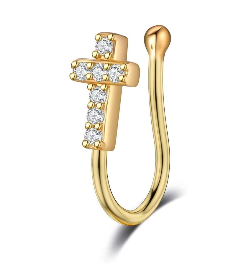 RUVEE Nose & Ear Clip Gold Plated Pin Non Pierced Just Press for Women & Girls - Image 2