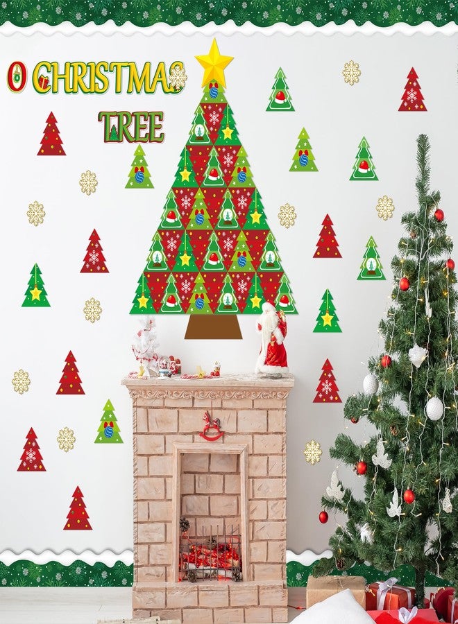 BeYumi Christmas Tree Bulletin Board - 94Pcs Christmas Decoration Set with Green and Red Tree, Snowflake Cutout Border Trim for Winter Xmas School Classroom Chalkboard Holiday Party Decor - Image 5