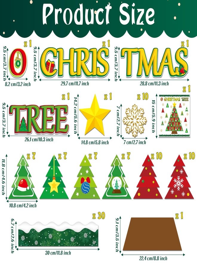BeYumi Christmas Tree Bulletin Board - 94Pcs Christmas Decoration Set with Green and Red Tree, Snowflake Cutout Border Trim for Winter Xmas School Classroom Chalkboard Holiday Party Decor - Image 2