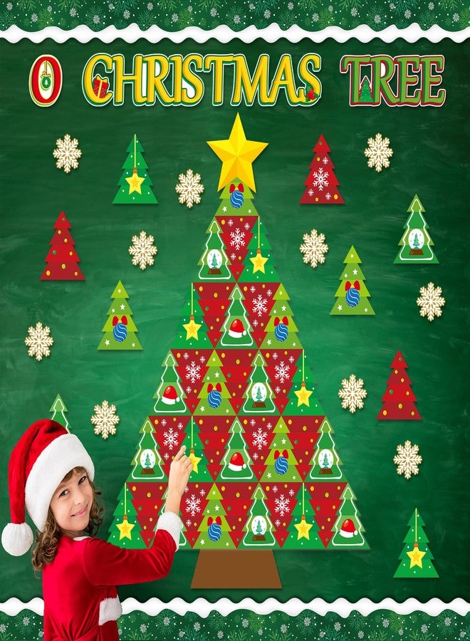 BeYumi Christmas Tree Bulletin Board - 94Pcs Christmas Decoration Set with Green and Red Tree, Snowflake Cutout Border Trim for Winter Xmas School Classroom Chalkboard Holiday Party Decor - Image 3
