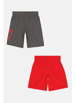 PUMA Kids Boy 2 Pieces Brand Logo Shorts, Red/Grey  - Image 2