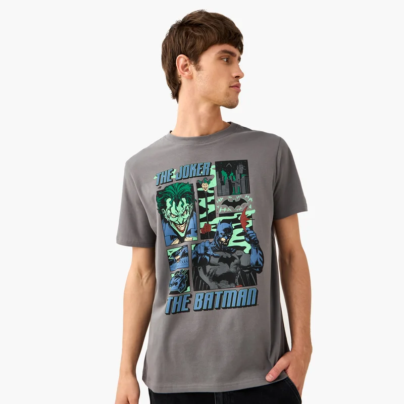 اس بي كاركترز Batman Print T-shirt with Crew Neck
