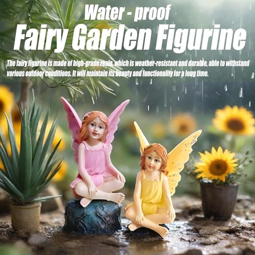 MUAMAX Fairy Garden Fairies Miniature Garden Fairies Figurines Outdoor Little Fairy Girls Small Fairies Ornaments Gardens Accessories Terrarium Moss Decor - Image 3