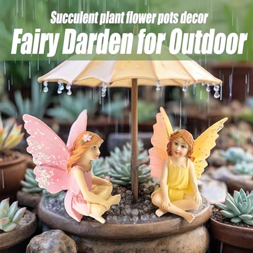 MUAMAX Fairy Garden Fairies Miniature Garden Fairies Figurines Outdoor Little Fairy Girls Small Fairies Ornaments Gardens Accessories Terrarium Moss Decor - Image 4