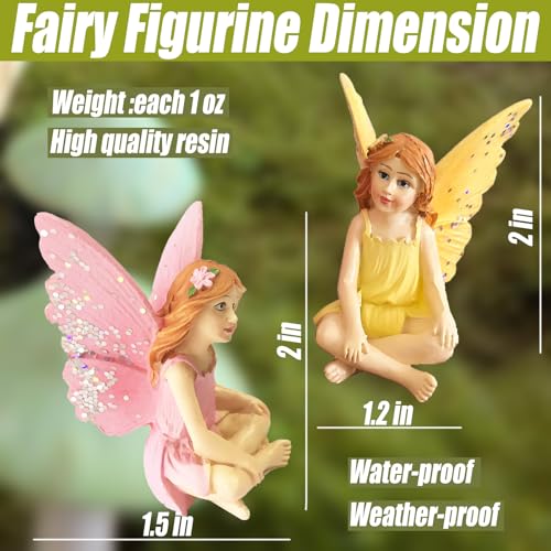 MUAMAX Fairy Garden Fairies Miniature Garden Fairies Figurines Outdoor Little Fairy Girls Small Fairies Ornaments Gardens Accessories Terrarium Moss Decor - Image 2