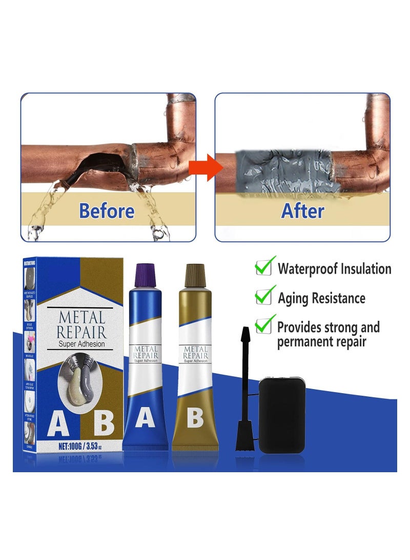 Generic AB Casting Repair Glue, High Temperature Resistant Liquid Metal Welding Filler, Metal Repair Glue for Metal Casting Defect (100g)  - Image 3
