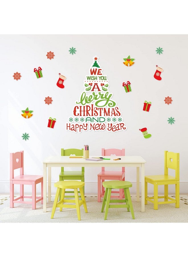 Whaline 105Pcs Christmas Bulletin Board Decoration Kit Xmas Tree Snowflake Paper Cutouts With Glue Point Self-Adhesive Bulletin Border Stickers For Holiday School Classroom Wall Door Decoration - Image 5