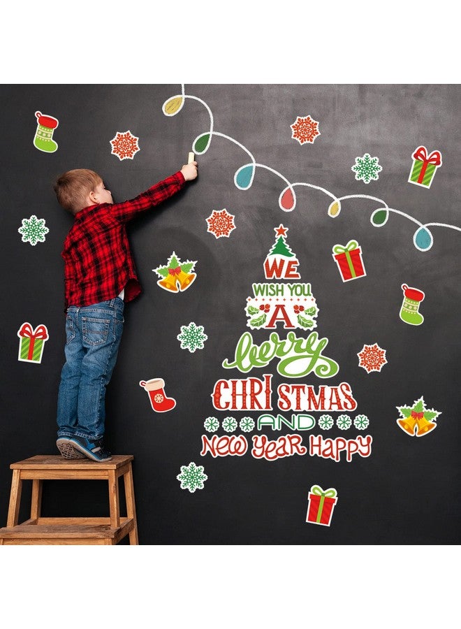 Whaline 105Pcs Christmas Bulletin Board Decoration Kit Xmas Tree Snowflake Paper Cutouts With Glue Point Self-Adhesive Bulletin Border Stickers For Holiday School Classroom Wall Door Decoration - Image 4