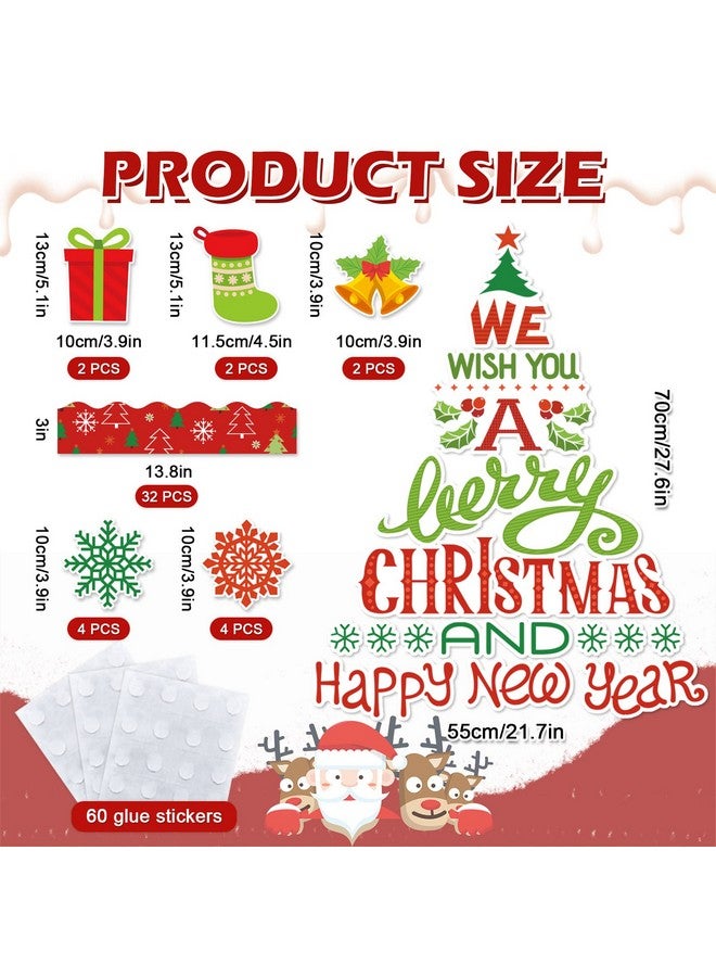 Whaline 105Pcs Christmas Bulletin Board Decoration Kit Xmas Tree Snowflake Paper Cutouts With Glue Point Self-Adhesive Bulletin Border Stickers For Holiday School Classroom Wall Door Decoration - Image 2