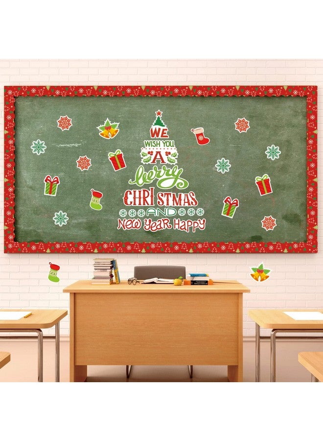 Whaline 105Pcs Christmas Bulletin Board Decoration Kit Xmas Tree Snowflake Paper Cutouts With Glue Point Self-Adhesive Bulletin Border Stickers For Holiday School Classroom Wall Door Decoration - Image 3