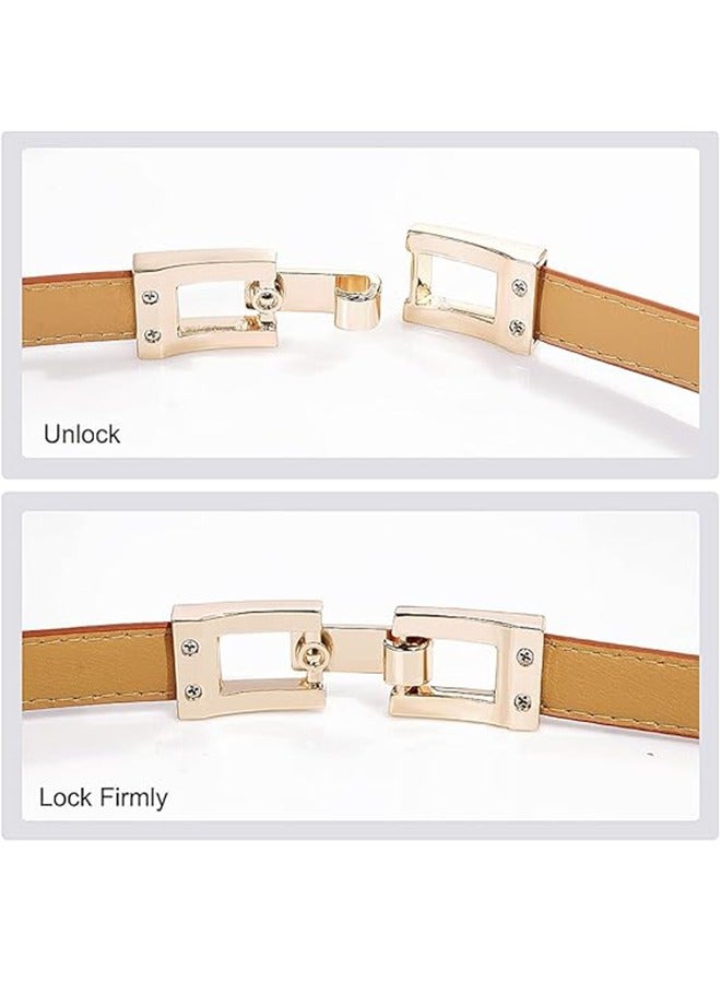 3Pcs 3 Style Skinny Leather Belts for Women, Adjustable Vintage Fashion Thin Waist Belt for Dress, 0.6" x 37.4" - Image 5