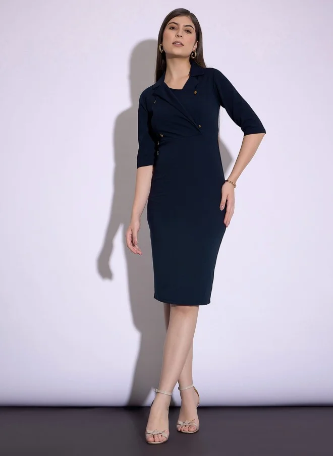 ساسافراس Navy Blue Sheath Dress for Women