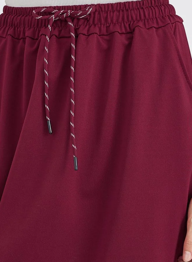 Take Two Take Two Burgundy A-Line Midi Skirt