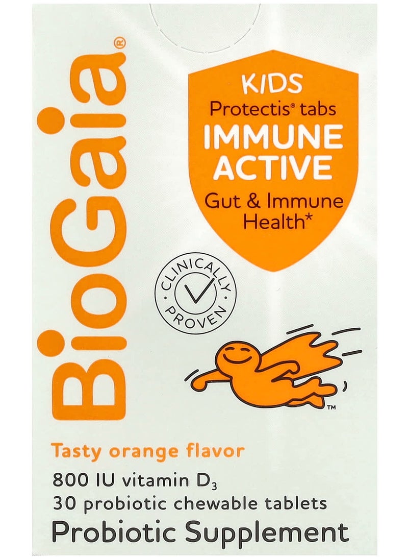 BioGaia Protectis Kids, Immune Active, Tasty Orange, 30 Probiotic Chewable Tablets