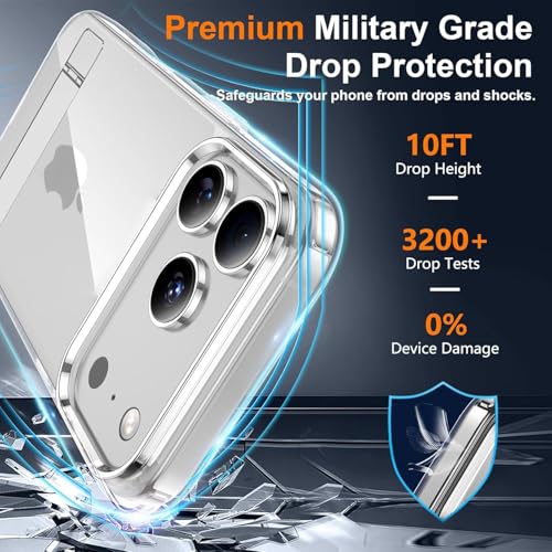 EGOTUDE for iPhone 17 Pro Case | Clear Transparent Polycarbonate Hard Back Soft Bumper Cover with Stand - Image 4