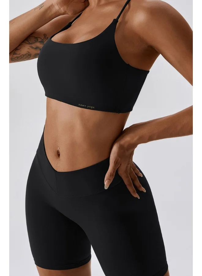 KAWN.YOGA Womens Striped Back Sports Bra - Padded Low Impact Workout Yoga Bra with Removable Built in Bra