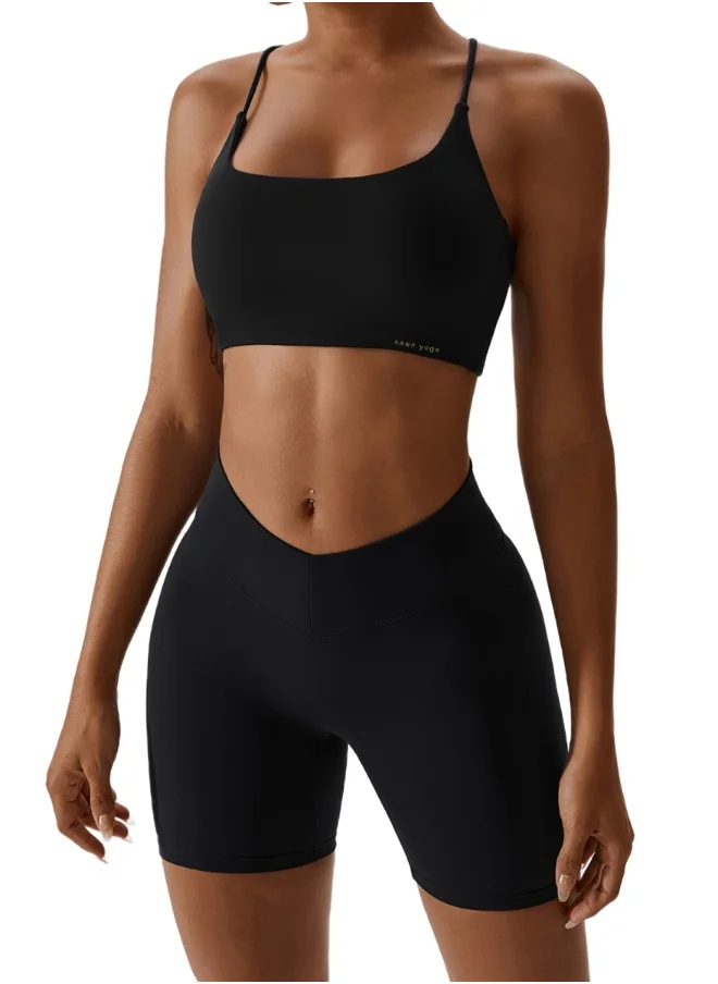 كون.يوغا KAWN YOGA Womens Striped Back Sports Bra - Padded Low Impact Workout Yoga Bra with Removable Built in Bra