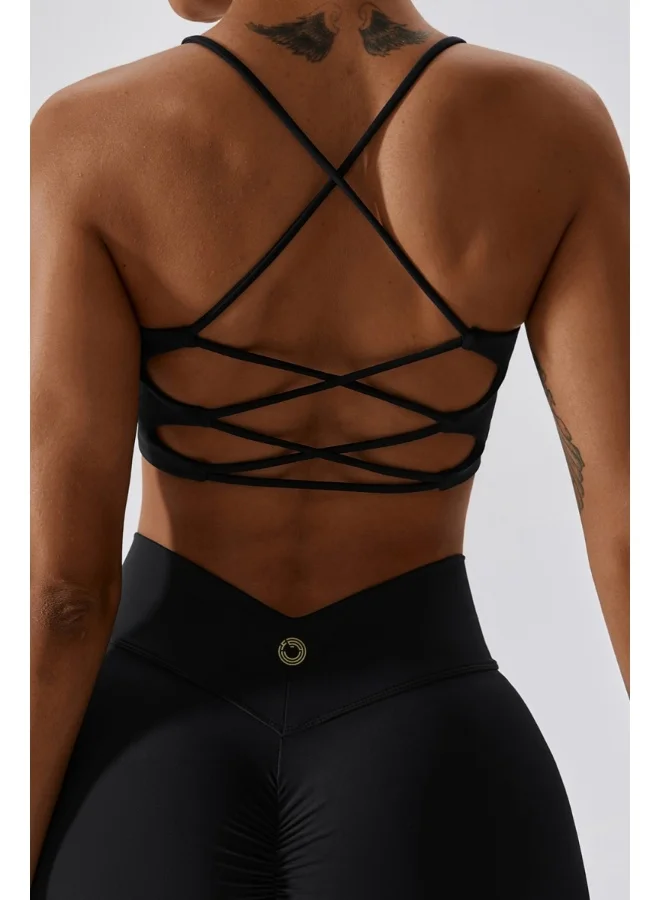 KAWN.YOGA Womens Striped Back Sports Bra - Padded Low Impact Workout Yoga Bra with Removable Built in Bra
