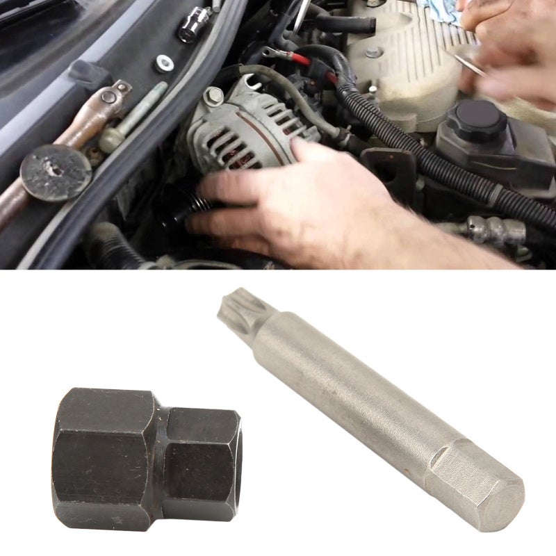 Alternator Decoupler Pulley Removal Tool Kit - Heavy Duty Durable Steel Socket Shaft Bit Clutch Pulley Puller for Bosch Alternators, Peugeot Ford Mercedes Fiat Seat Vehicle Car Repair - Image 1