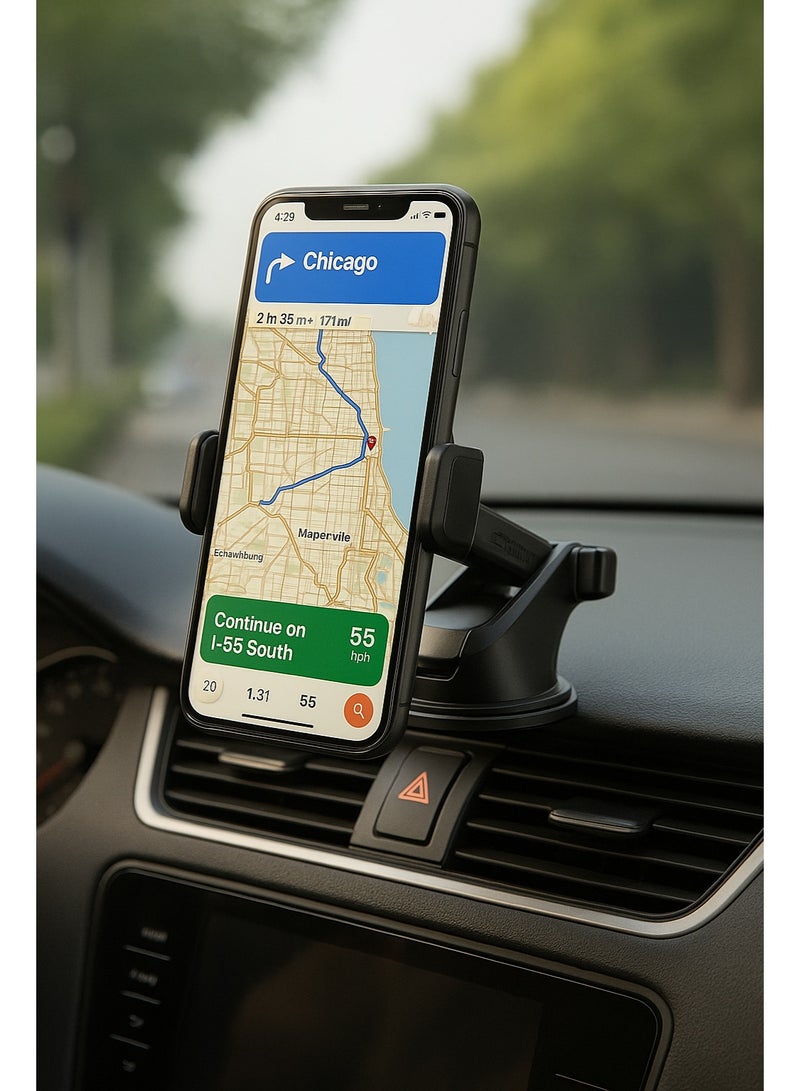 Earldom ET-EH292 Car Phone Holder - Nano Base - 360 Degree Rotation - Extendable Arm - Auto Clamping - Black - Image 4