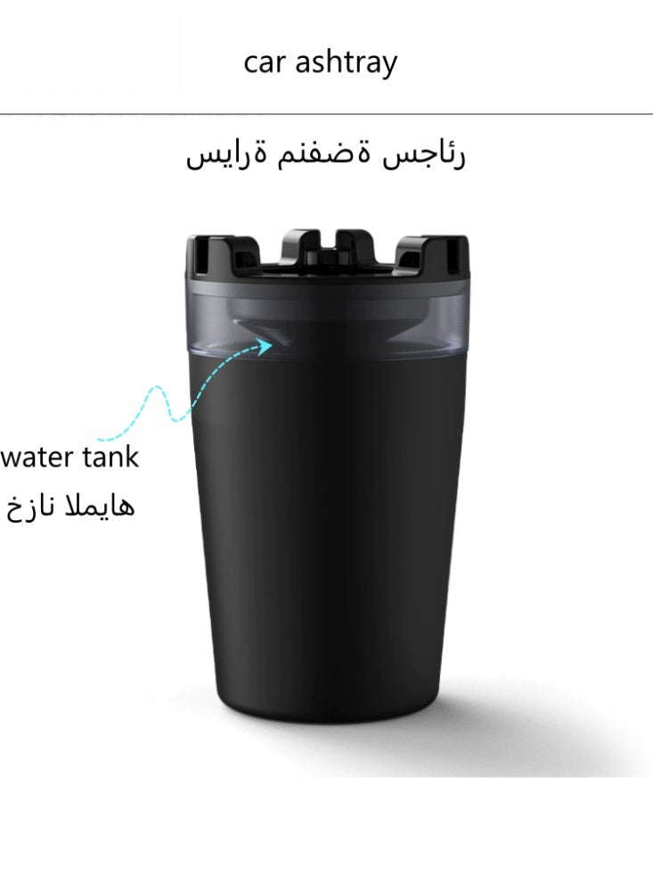 Car ashtray, smoke-free and odorless, can be placed on a cup holder, detachable ABS material, with water tank, suitable for most cars, offices and homes (black) - Image 1