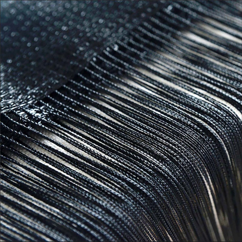 Door String Curtain Wall Panel Fringe Window Room Divider Blind Home Patio Bedroom Decorative Tassel Screen Ribbon Strings Strip Silver Thread Screen for Wedding Coffee House Restaurant Black