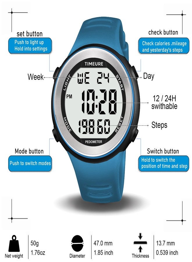 TIMEURE Sports Waterproof Pedometer Watch for Walking No Charging, No App Connection, with EL Backlight. Simple, Practical Choice for Mobile-Free Fitness Enthusiasts -2308 (Green) - Image 4
