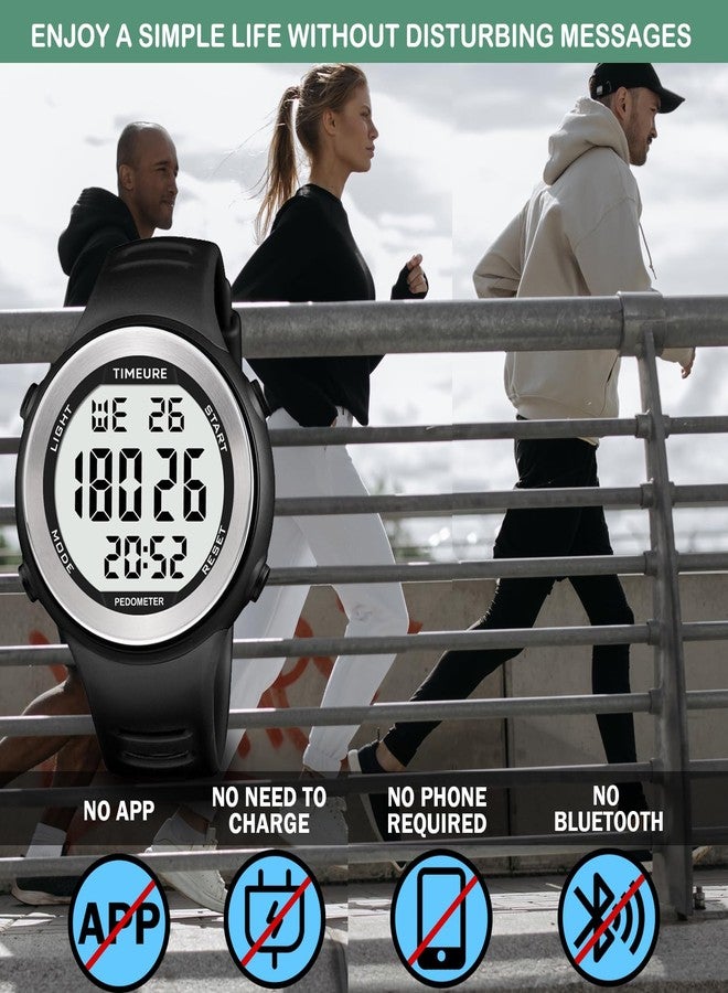 TIMEURE Sports Waterproof Pedometer Watch for Walking No Charging, No App Connection, with EL Backlight. Simple, Practical Choice for Mobile-Free Fitness Enthusiasts -2308 (Green) - Image 3