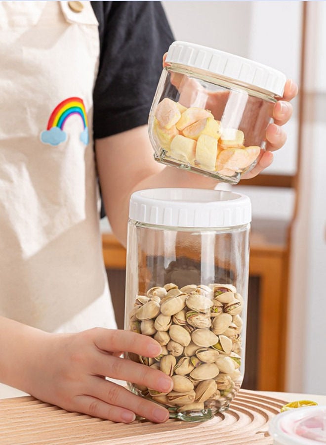 XiuWoo 3 - piece Set Cat's Claw Glass Sealed Jar With Lid Kitchen Miscellaneous Grain Storage Jar  - Image 4