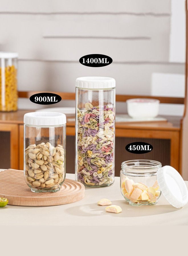 XiuWoo 3 - piece Set Cat's Claw Glass Sealed Jar With Lid Kitchen Miscellaneous Grain Storage Jar  - Image 3
