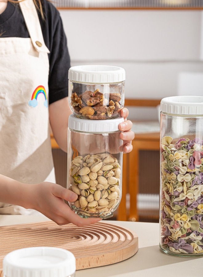 XiuWoo 3 - piece Set Cat's Claw Glass Sealed Jar With Lid Kitchen Miscellaneous Grain Storage Jar  - Image 5