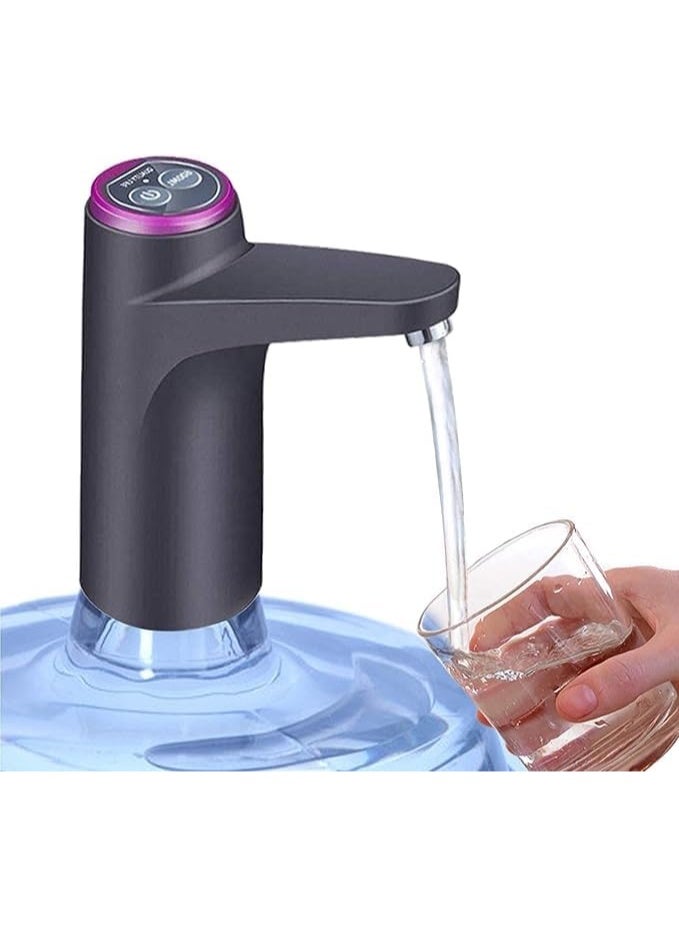 مضخة مياه كهربائية لجالونات المياه - موزع مياه أوتوماتيكي قابل للشحن USB - متوافقة مع زجاجات 5 جالون للاستخدام المنزلي والمكتبي (أسود) - Image 1