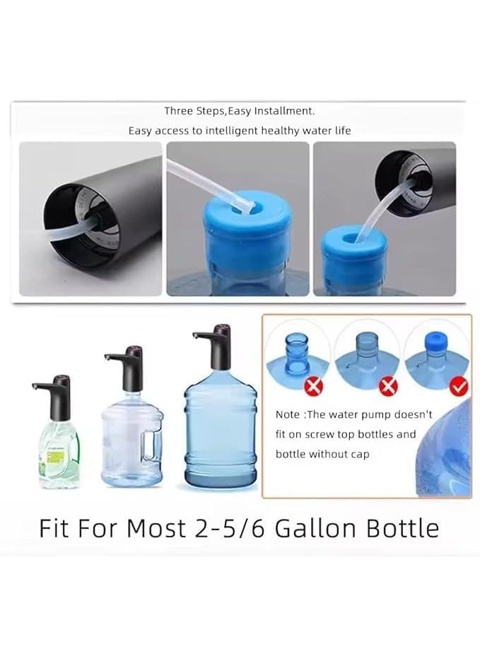 مضخة مياه كهربائية لجالونات المياه - موزع مياه أوتوماتيكي قابل للشحن USB - متوافقة مع زجاجات 5 جالون للاستخدام المنزلي والمكتبي (أسود) - Image 5