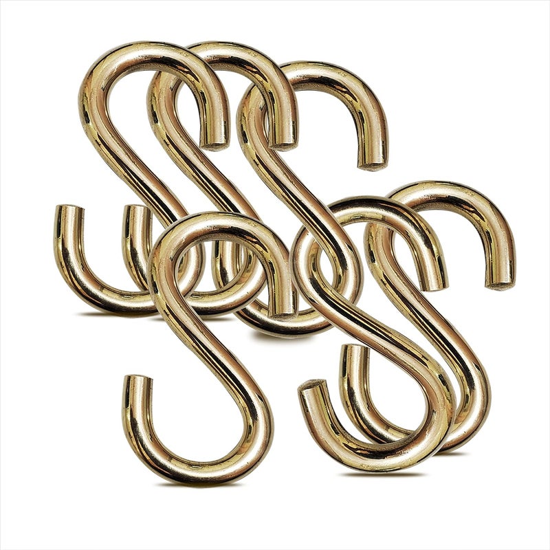 Pure Source India Brass S Hook 6 Pieces Heavy Duty Pure Brass - Image 1