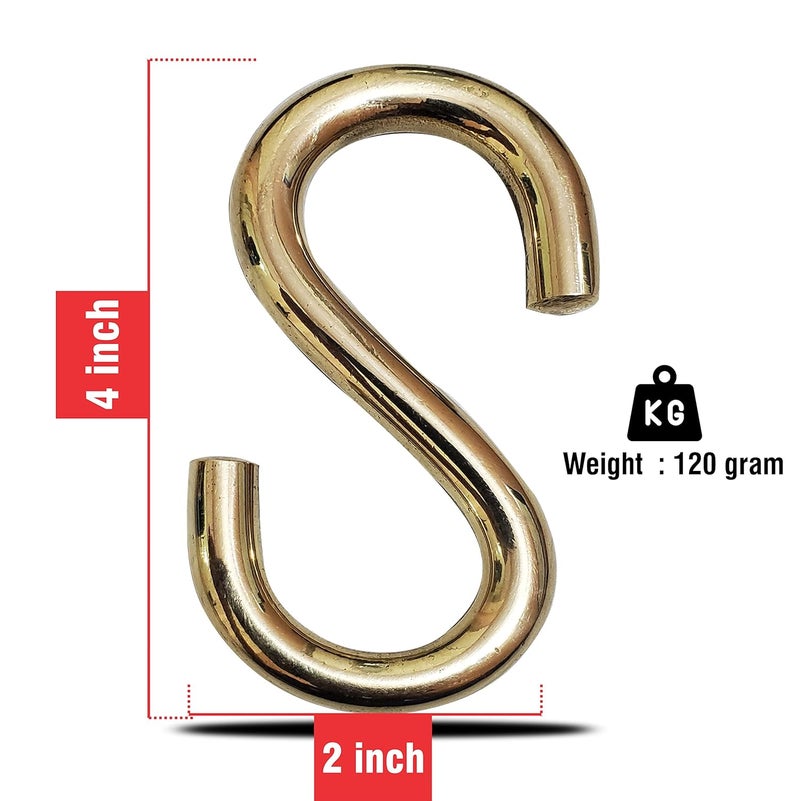 Pure Source India Brass S Hook 6 Pieces Heavy Duty Pure Brass - Image 5