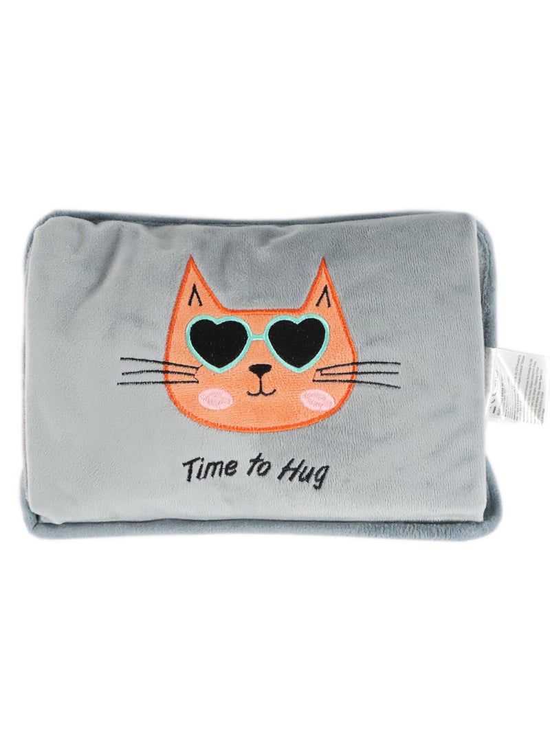 Biggdesign - Huggy Cat Electric Hot Water Bottle with Soft Cover Rechargable Hot Water Bag for Pain Relief - Image 1