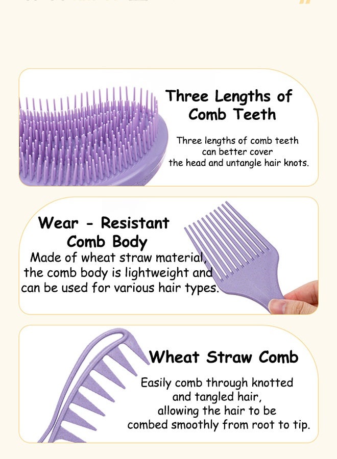 إم إكس إن 3 قطع مشط، فرشاة لتقشير الشعر، فرشاة لتنظيف قشرة الرأس، فرشاة لتقطيع فروة الرأس، فرشاة لتقطيع الشعر الاحترافي المضاد للاستاتيك من أجل التصفيف الدقيق والتحكم السلس (الأرجواني) - Image 4