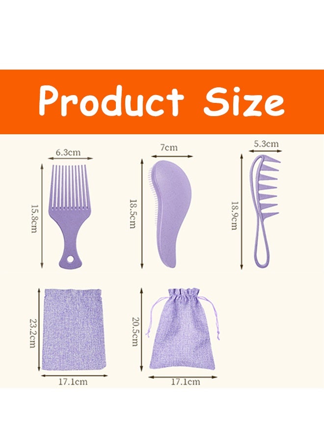 إم إكس إن 3 قطع مشط، فرشاة لتقشير الشعر، فرشاة لتنظيف قشرة الرأس، فرشاة لتقطيع فروة الرأس، فرشاة لتقطيع الشعر الاحترافي المضاد للاستاتيك من أجل التصفيف الدقيق والتحكم السلس (الأرجواني) - Image 2