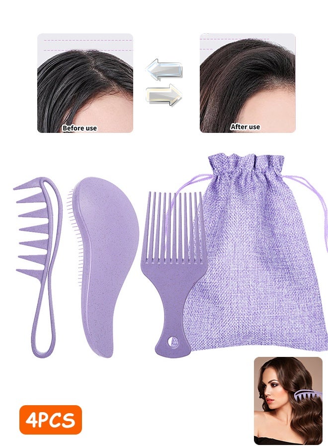 إم إكس إن 3 قطع مشط، فرشاة لتقشير الشعر، فرشاة لتنظيف قشرة الرأس، فرشاة لتقطيع فروة الرأس، فرشاة لتقطيع الشعر الاحترافي المضاد للاستاتيك من أجل التصفيف الدقيق والتحكم السلس (الأرجواني) - Image 1