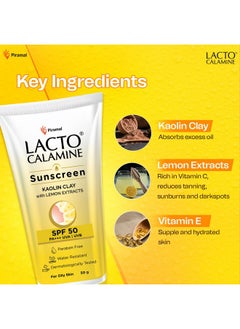 Lacto Calamine Lacto Calamine Sunscreen SPF 50 | 50g | PA +++ Sunscreen For Oily Skin | UVA - UVB Sunscreen | Water Resistant & No White Cast | With Kaolin Clay, Vitamin E & Lemon Extracts | Paraben Free  - Image 5
